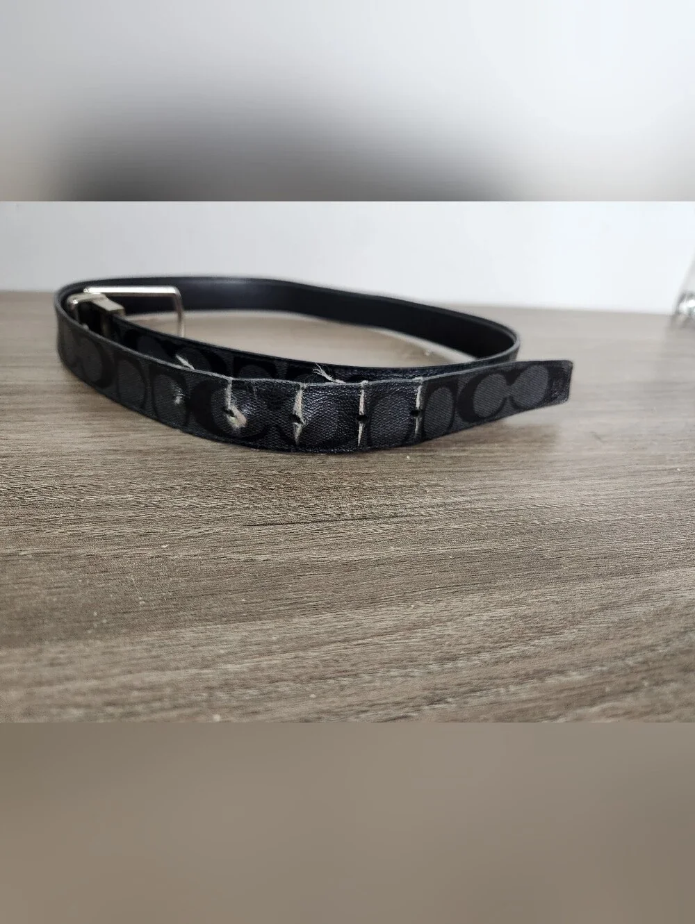COACH Heritage Signature Coated Canvas Reversible Black Belt